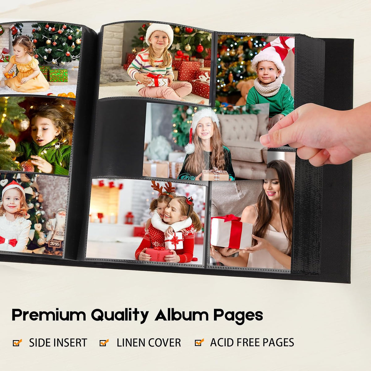 Aevdor Large Capacity 4x6 Photo Album, 1000 Photos, Linen Cover, Black