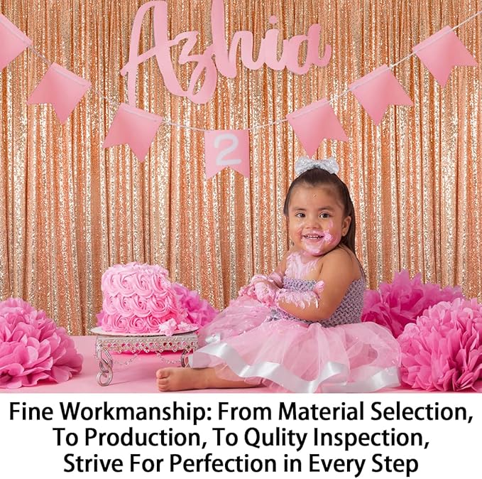 ShinyBeauty Sequin Curtains 2 Panels 4x10ft Rose Gold Backdrop Curtain Sequin Backdrop Wedding Backdrop Sequin Curtain Drapes Panels Photography Background Decoration