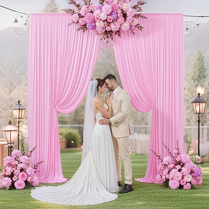 10 ft x 10 ft Pink Backdrop Curtains for Parties, Wrinkle Free Baby Pink Photography Backdrop Drapes for Wedding Grils Birthday Baby Shower Bridal Shower Party
