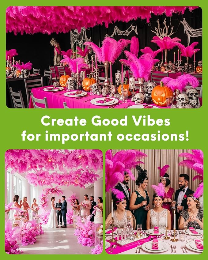 NEWONG 30pcs Fuchsia Ostrich Feathers Natural Bulk 11-14inch(28-35cm) Vase Craft Wedding Home Party Centerpieces Christmas Day Decoration