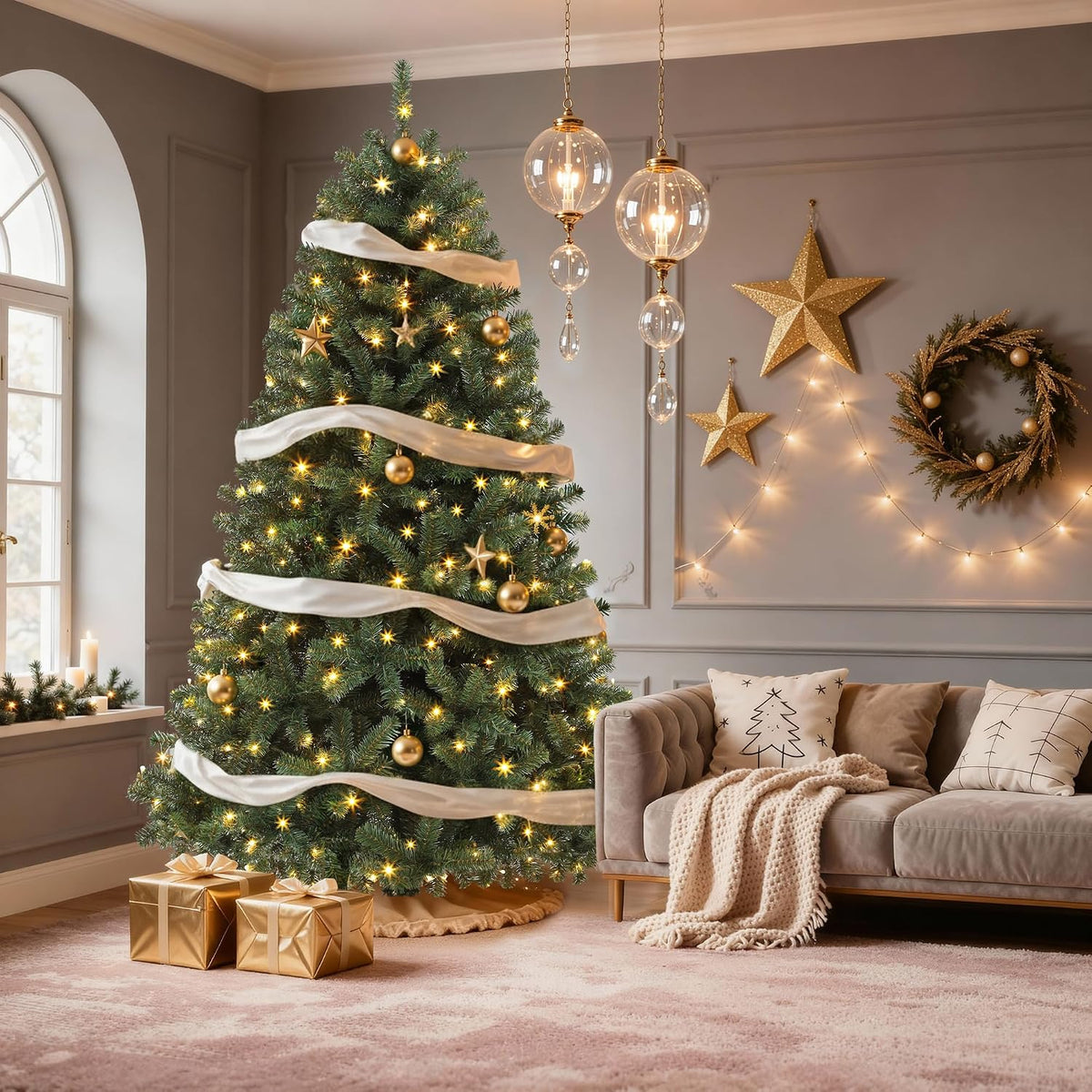dwvo 6ft pre-lit artificial christmas tree green 1000 showing dimensions
