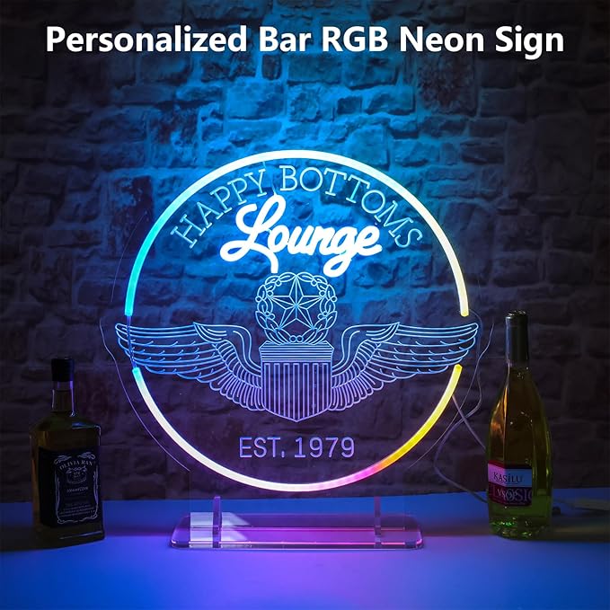 Custom Lounge Neon Sign for Home Bar Wall Decor, Personalized LED Neon Bar Name Signs for Men Dad Gifts, Dimmable Customizable Light Up Signs for Man Cave Lounge Basement Bar Tavern Bistro Business