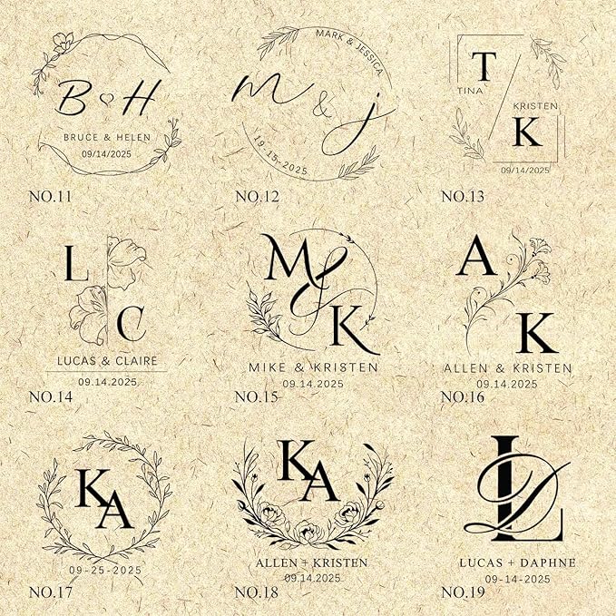 Wedding Embosser Custom - Embosser Stamp Custom for Card, Napkin, Invitation and Envelope, Personalized Wedding Stamp with Name, Initials and Logo - Wedding 04