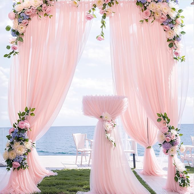 Blush Wedding Arch Draping Fabric Sheer Arch Drapes Backdrop Curtain for Ceremony Party Wedding Decor 19Ft Length x 28" Width 1 Panel