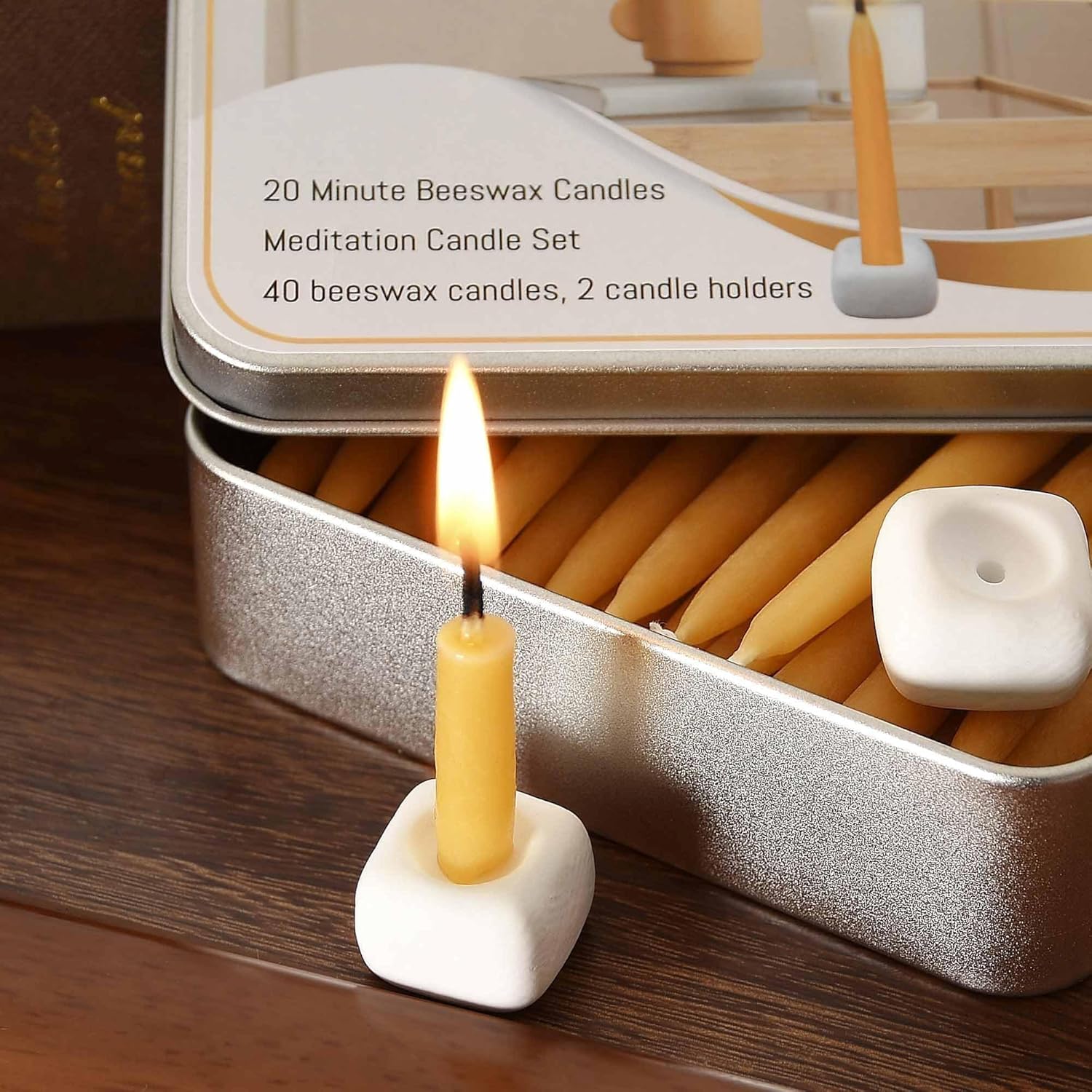 20 Minute Mini Candles Set,2.6 Inch Small Bees Wax Taper Meditation Candles 40Pcs,Candles Smokeless,Dripless for Home,Womens Gifts Yogas-Yellow