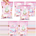 EoBeCy Sweet Sassy and Six Birthday Decorations for Girls, 50 Pcs 6th Birthday Plastic Treat Candy Goodie Treat Gift Bags with Handles, Pink Donut Ice Cream Themed 6 Year Old Party Favor Bags