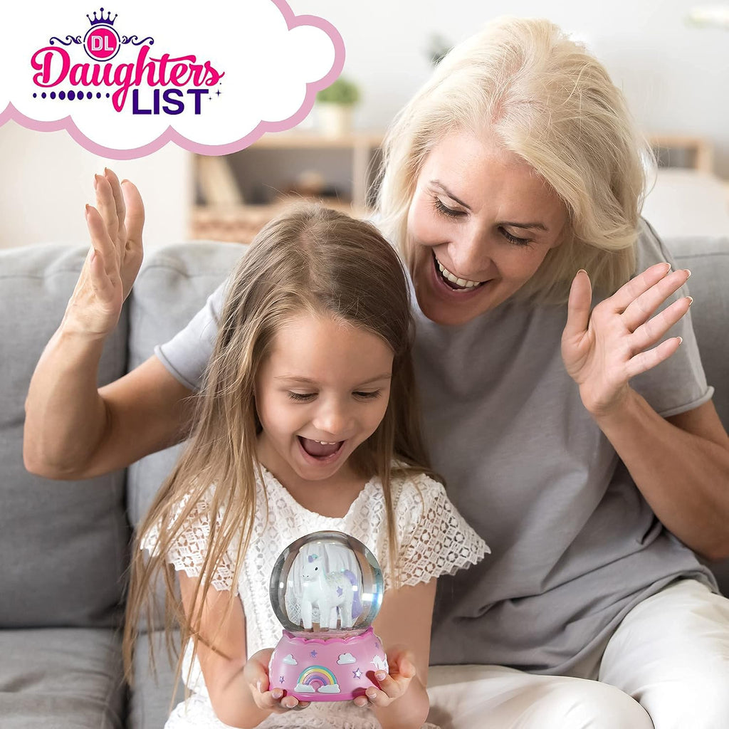 Shatterproof Unicorn Snow Globe for Girls - Hand-Painted Musical Water Globe with Glitter - Plastic Unbreakable Kids Snow Globe - Gift for Toddlers & Little Girls Ages 3+