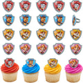 DecoPac Paw Patrol Reporting For Duty Rings, Cupcake Decorations Featuring Chase, Marshall, Skye, And Rubble - 24 Pack