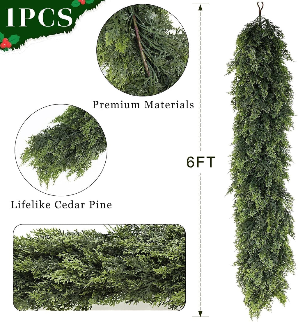 6ft 1pcs artificial christmas cedar garlands for home, package contents