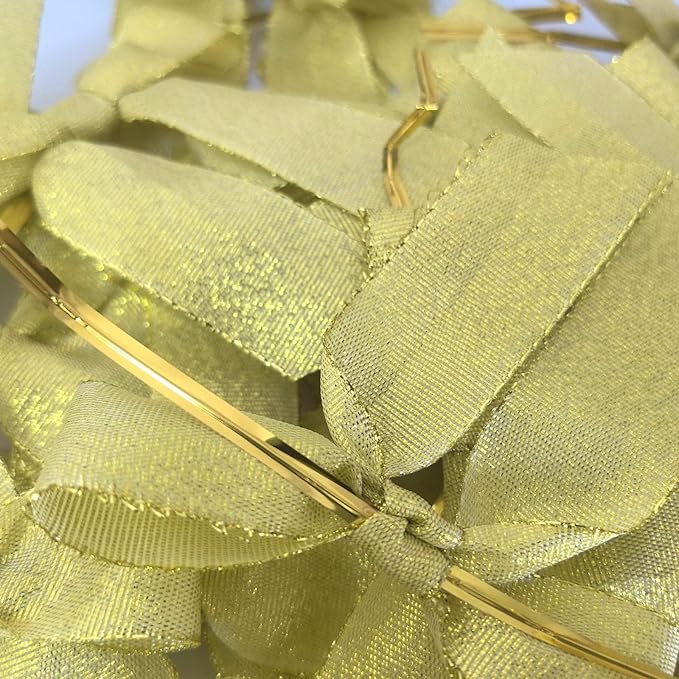 50pcs 3-1/2" Metallic Gold Satin Ribbon Bows with Twist Ties for Gift Wrapping Packing Christmas Decoration (Metallic Gold)