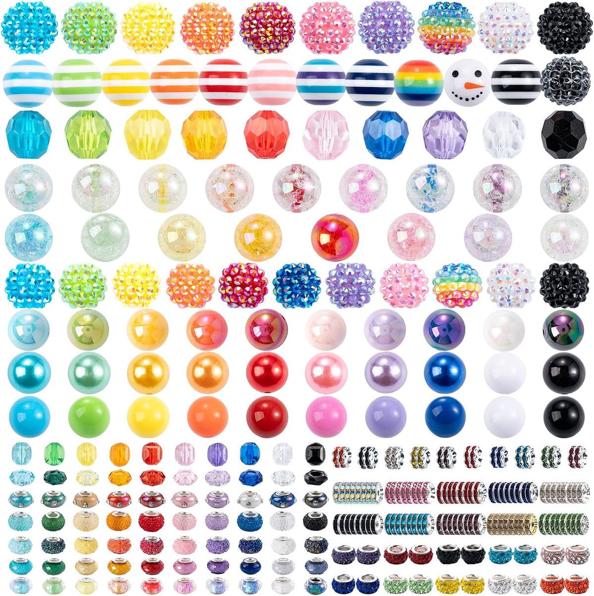 370pcs Beads for Pens DIY Kit,Rhinestone Spacer Acrylic Focal Beads