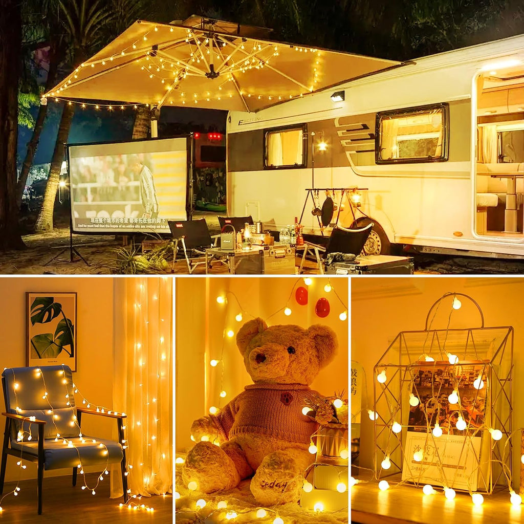 Minetom Battery Operated String Lights, 21FT 60 LED Globe Fairy Lights with Remote, Waterproof Twinkle Lights for Indoor Outdoor Bedroom Classroom Camping Patio Birthday Christmas Decor, Warm White