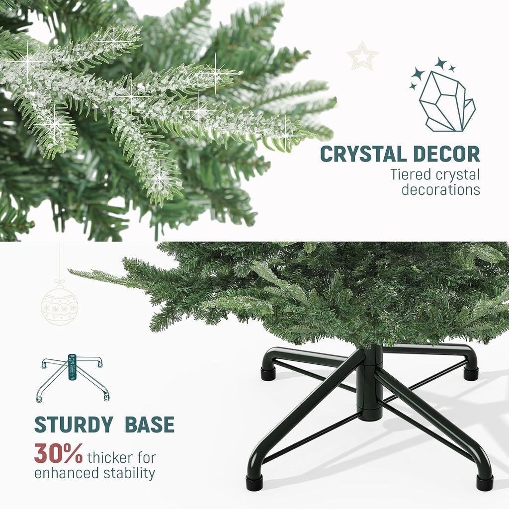 yitahome 6.5ft prelit aspen fir crystal-decorated christmas tree, side view