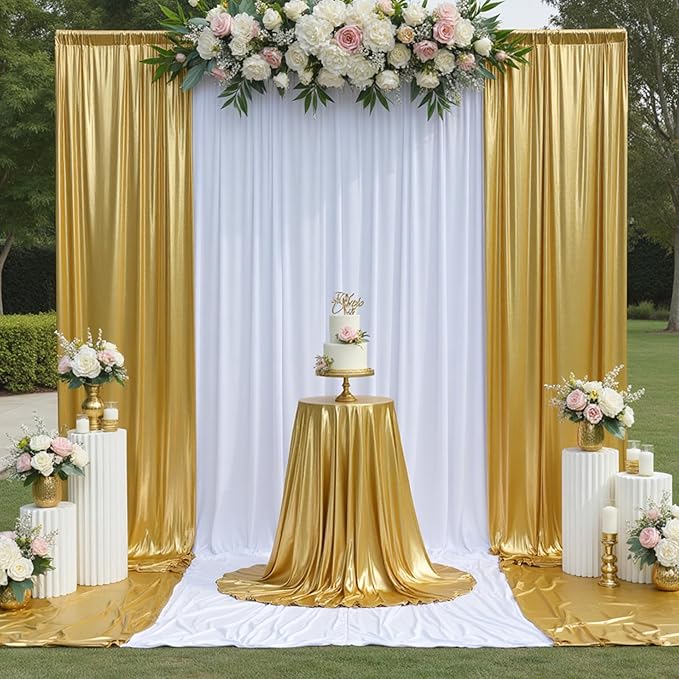 40x10 ft Wrinkle Free Gold Sequin Backdrop Curtain for Parties,Thick Not Fall Glitter Wedding Backdrop Drapes,8 Panels 5x10ft Shimmer Photo Wall Back Drop Cloth for Graduation Photography Background