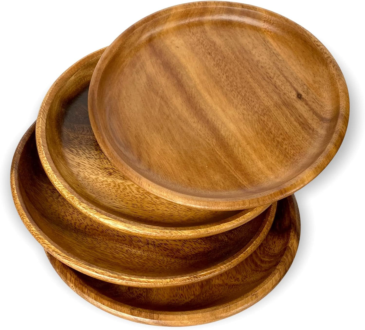 acacia round wood plates, set of 4, 8, main product view