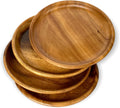 acacia round wood plates, set of 4, 8, main product view