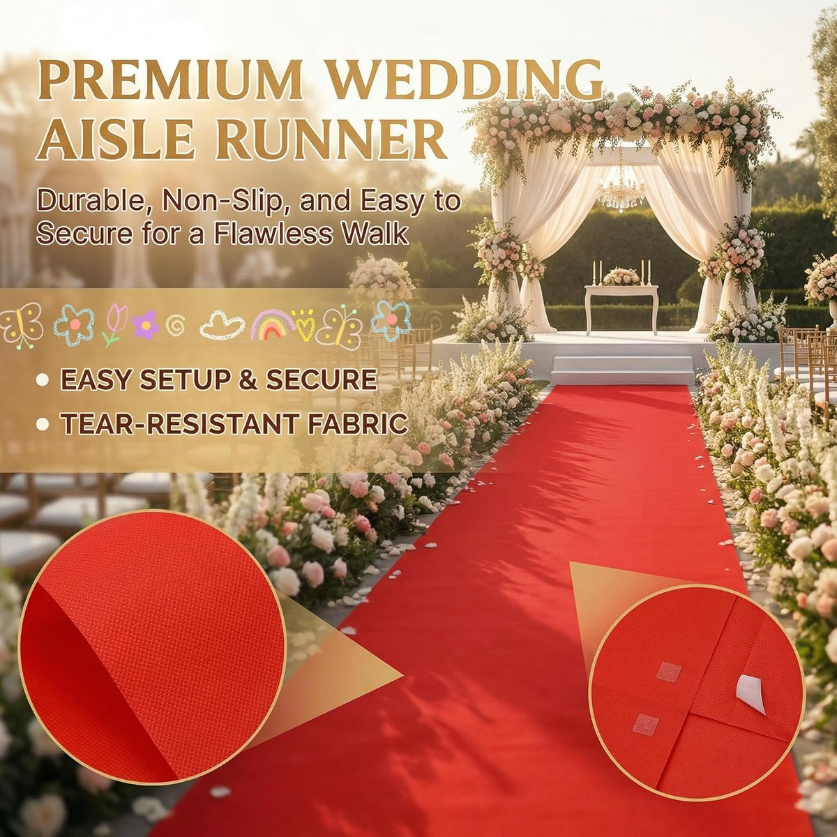 Disposable Aisle Runner, Red, 3x100 Feet