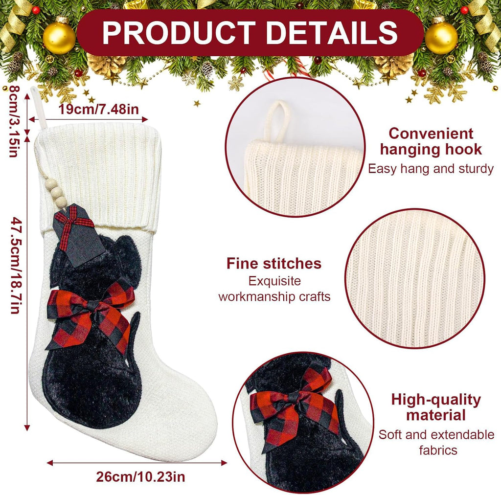Dog Christmas Stockings,19" White Knit Christmas Stockings for Dog,(A-SD2501)