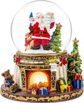 Santa Claus Fireplace Musical Snow Globe,Automatic Snowfall & Fireplace Flame Music Box,Christmas Home Decoration,Ideal Gifts for Family, Girlfriend, Friends,Plays 8 Classic Christmas Tunes