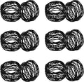 Handmade Round Mesh Black Napkin Rings Holder for Dinning Table Parties Everyday, Set of 12