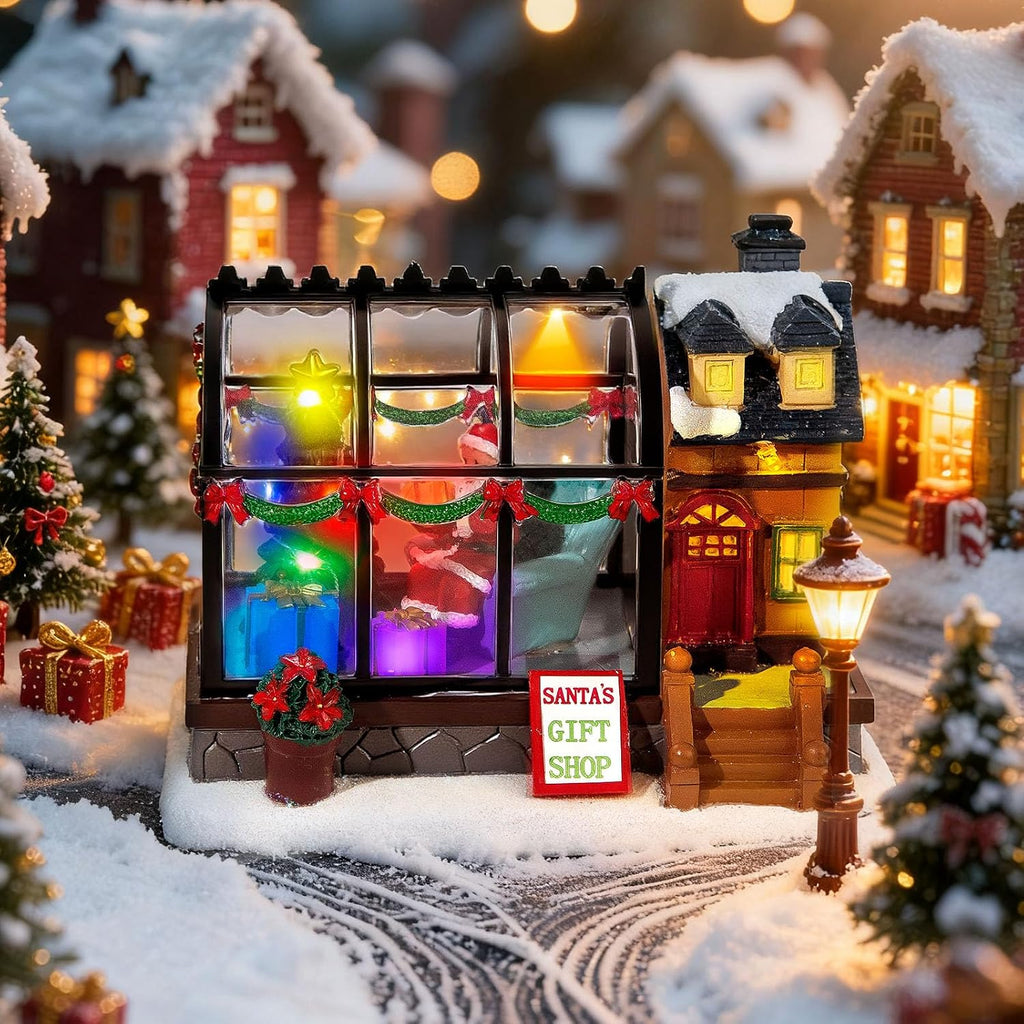 led lighted christmas village greenhouse - 6.1" village showing dimensions