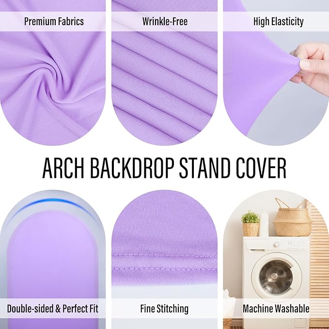 LEBENGURU Upgraded 7.2FT Wedding Arch Cover, Purple Spandex Fitted Arch Backdrop Cover, Round Top Chiara Stand Covers for Birthday Party Baby Shower Banquet Balloon Décor
