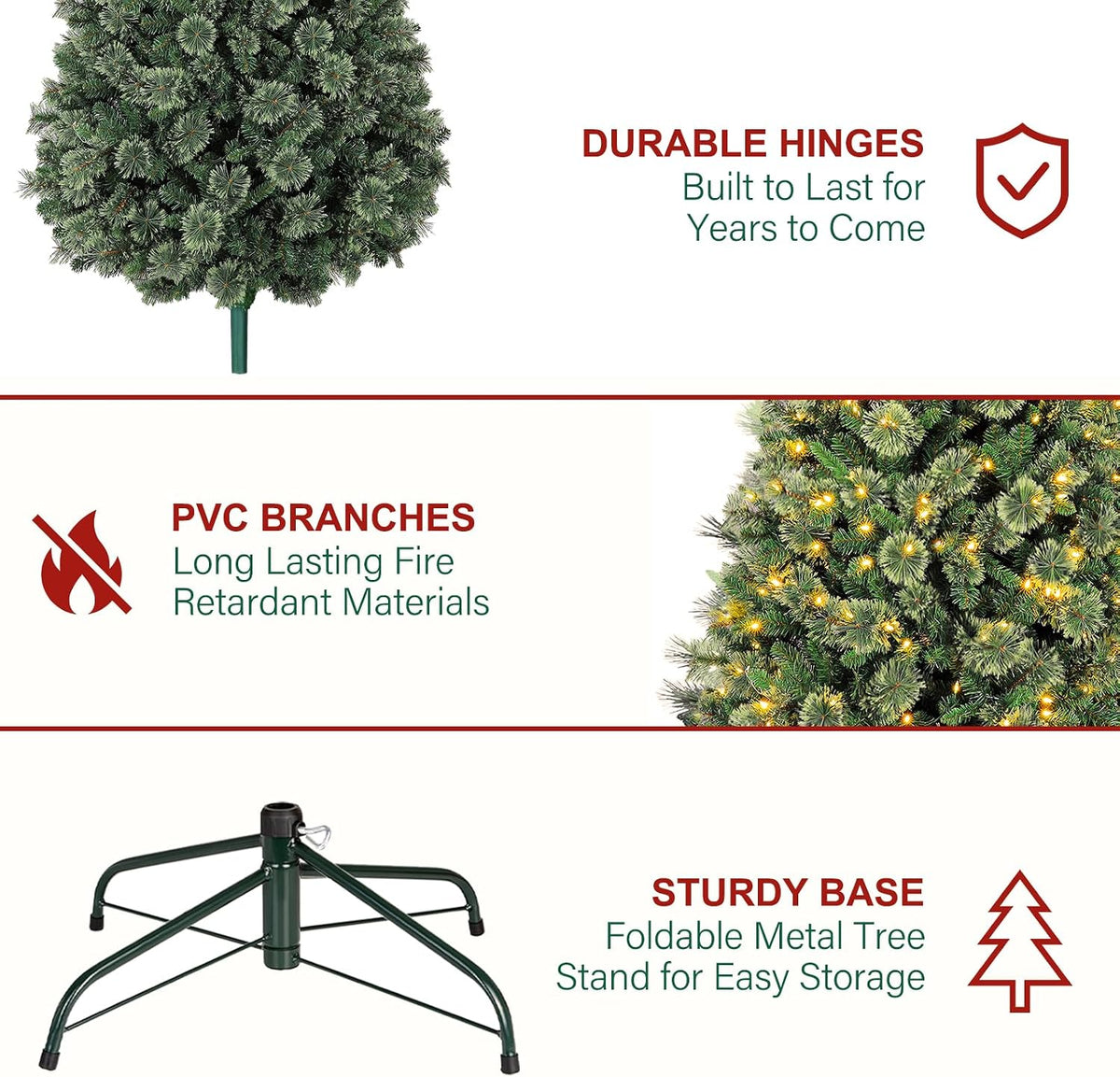 hykolity 6 ft prelit christmas tree with pine, package contents
