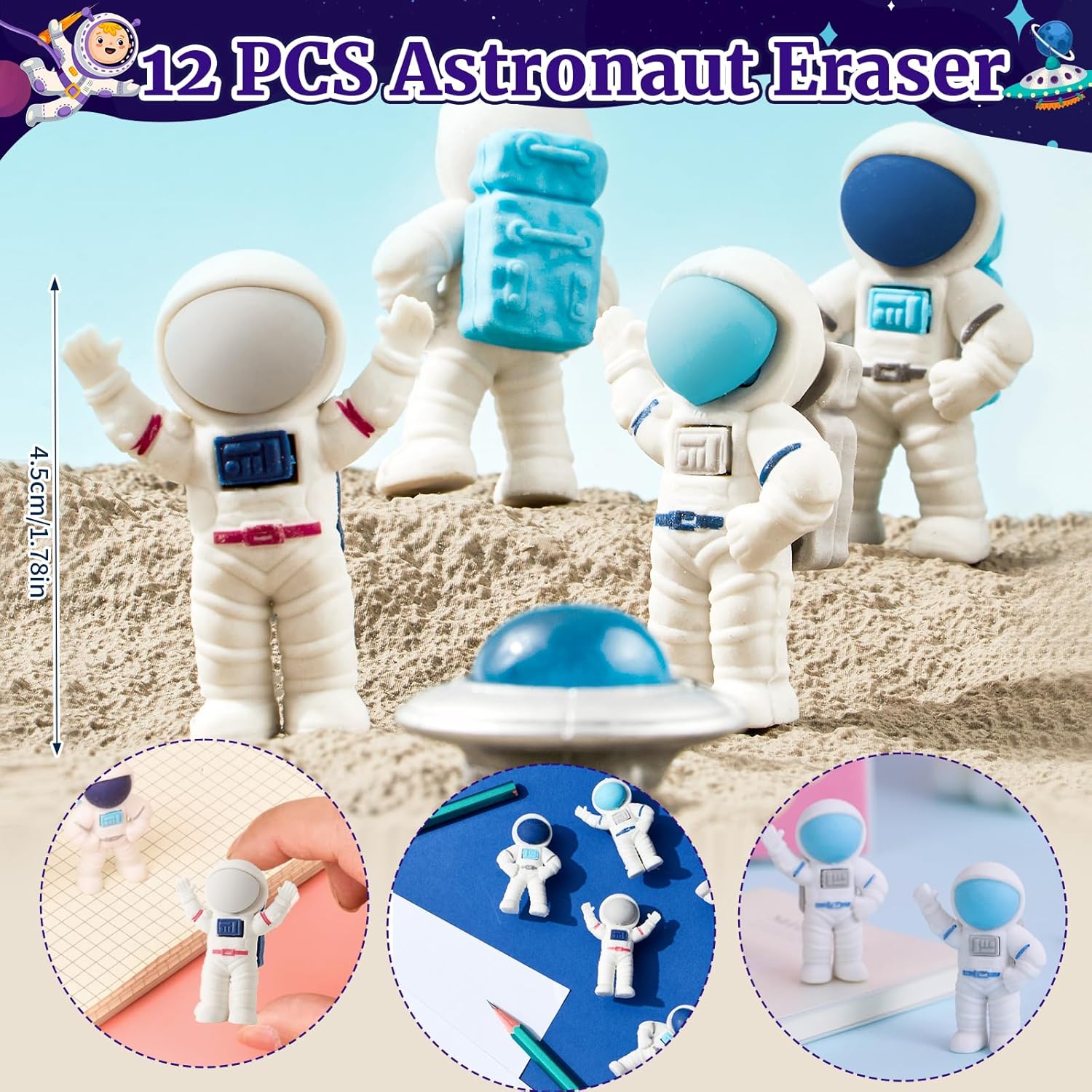 SNLN Outer Space Party Favors Birthday Supplies Non-Woven Gift Bag Stress Ball Spaceship Toy Astronaut Eraser Silicone Bracelet Keychain Tattoo Sticker Galaxy Space Goodie Bags Party Decoration