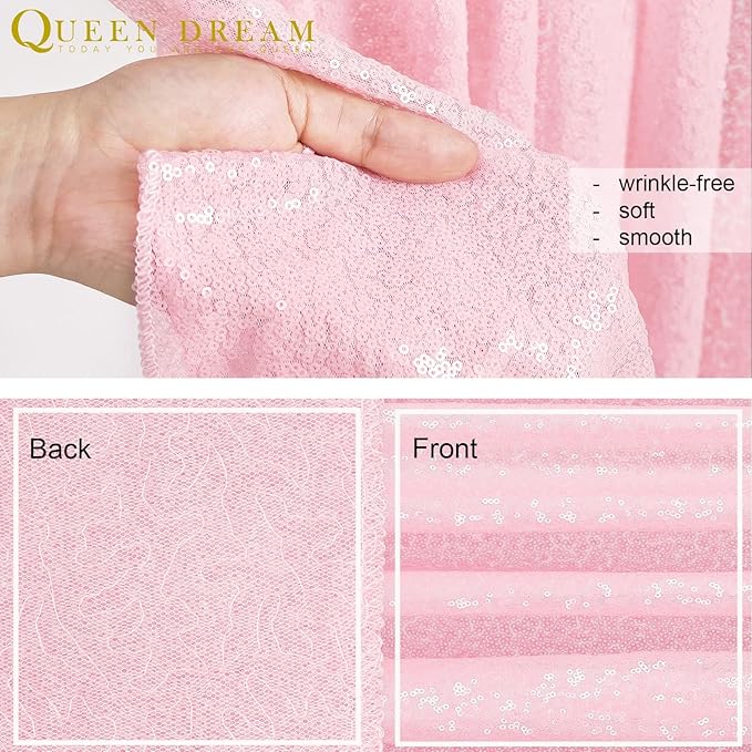 Pink Sequin Backdrop Curtain 8ft x 8ft Baby Shower Backdrop Drapes for Princess Girls Birthday Party Background Decoration