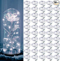 Aogist 50 Pack Fairy Lights 3 Modes 7ft 20 LED Waterproof,Battery Operated Silver Wire Firefly Starry Moon Mini String Lights for Mason Jars Christmas DIY Crafts Wedding Party Bedroom,White
