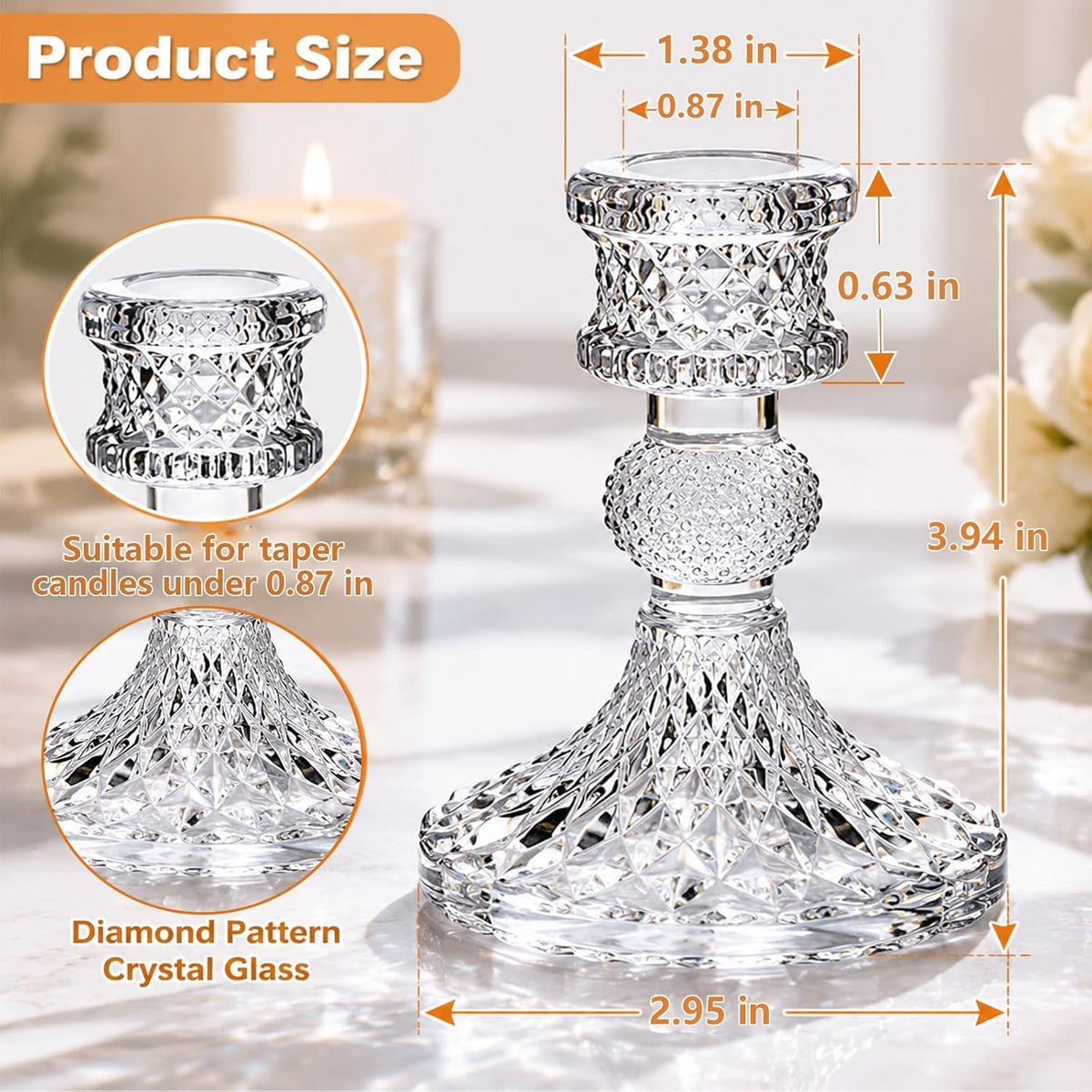 DARJEN Candlestick Holders Set,12Pcs 4" H Taper Candle Holders Bulk, Cle...