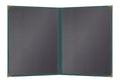 Goodsmart Pajco Style Restaurant Menu Covers – Pack of 10, Side-Loading Menu Holders, Single Stitched Edge, Clear Vinyl Menu Sleeves, Leatherette Trim, Gold Corners, Green, 2 View (8.5" x 11")
