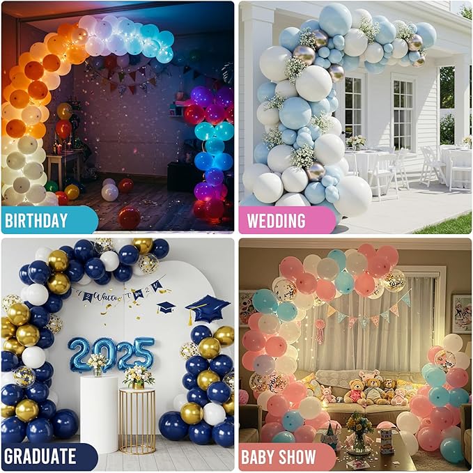 AerWo Lighted Balloon Arch Kit 8.2FT & 6FT, Free Bending Top Half Balloon Arch Stand with Base, Floor Frame for Wedding Birthday Party Baby Shower Yard Lawn Home Halloween Decorations