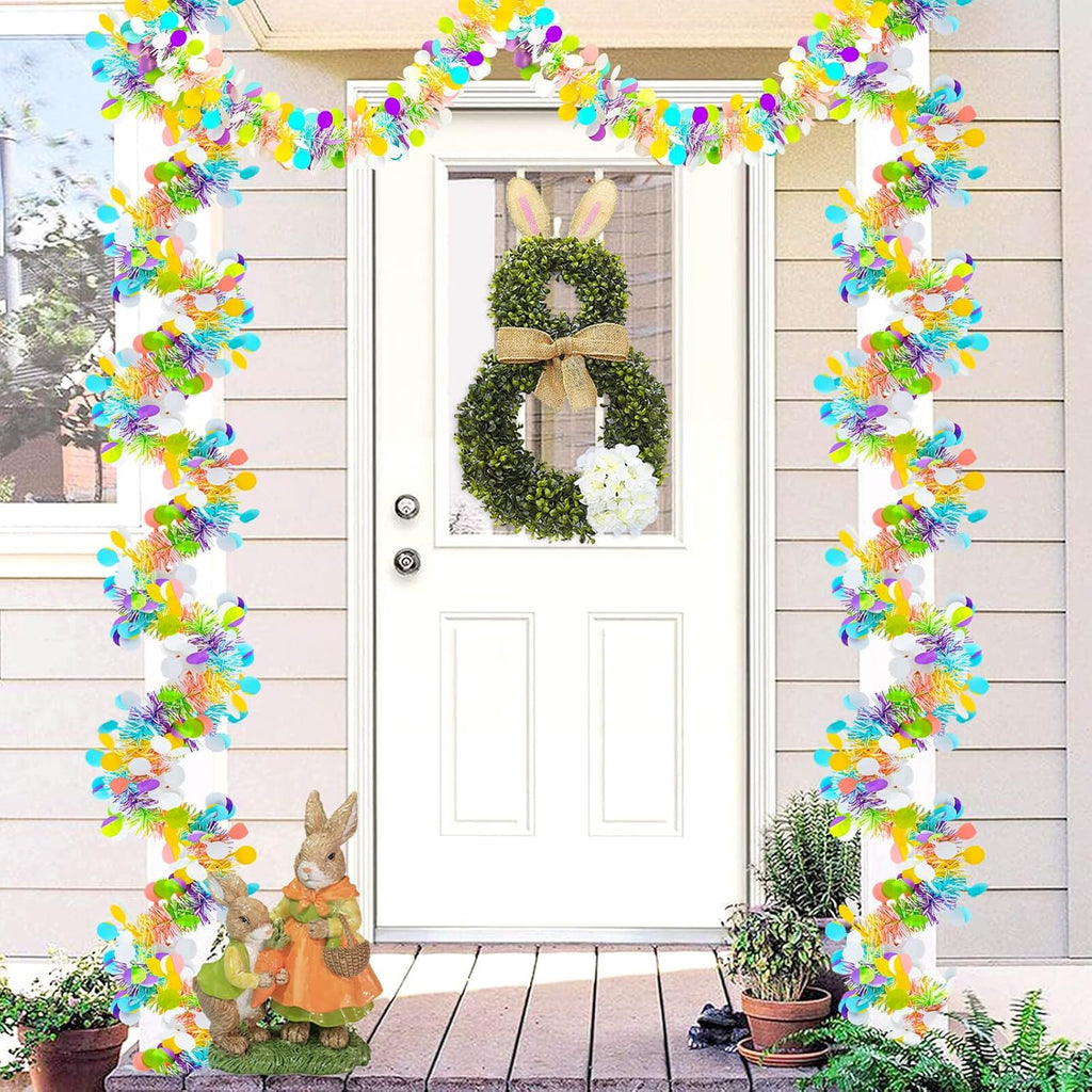 6 PCS Easter Tinsel Garland, 39.4 ft Egg Tinsel Garlands Colorful Fringe Easter Hanging Garland Decorations for for Easter Party Wedding New Years Home Indoor Outdoor Decor