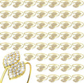 Hotop 500 Pcs Napkin Rings Gold Table Decorations, Elegant Bling Leaves Napkin Rings, Rhinestone Guest Towels Buckle for Wedding Gold Party, Thanksgiving Christmas Dinner Banquet Table Decoration