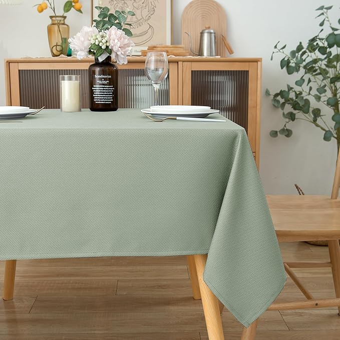 Biscaynebay Tablecloth for Rectangle Tables-90x132 Inch Sage Outdoor Picnic Table Cover-Rectangular Folding Reusable Table Cloths Water Resistant for Kitchen Camping Dining Room Patio Banquet Party
