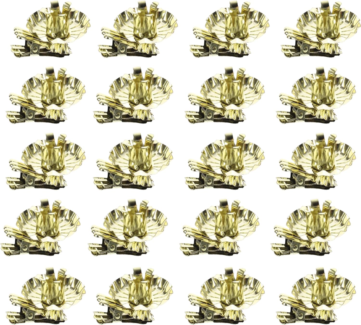 Candle Holders 20PCS Gold Flower-Shaped Metal Clip-On Candle Holders for Christmas Tree, Birthday, and Mother's Day Decorations (20, Gold)