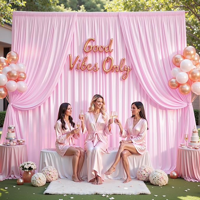 10x10 ft Pink Glitter Backdrop Curtain or Parties, Wrinkle Free Glitter Photo Backdrop Drapes 2 Panels 5x10FT Shimmer Back Drop Cloth for Baby Shower Wedding Birthday Photography Background Decor
