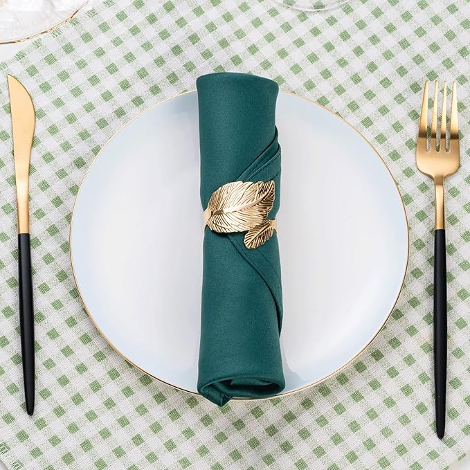 Gold Leaf Napkin Rings Set of 8, Metal Material