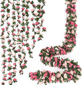 KHOYIME 18 Pack 144 FT Artificial Flower Garland, Fake Pink Roses Vines Silk Flowers Faux Plastic Outdoor Hanging Floral Ivy Garland Decoration for Wedding Arch Bedroom Home Wall Backdrop Room Decor