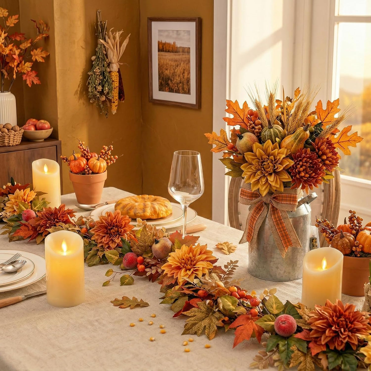 valery madelyn 6ft pre-lit fruits & dahlia fall, view 9