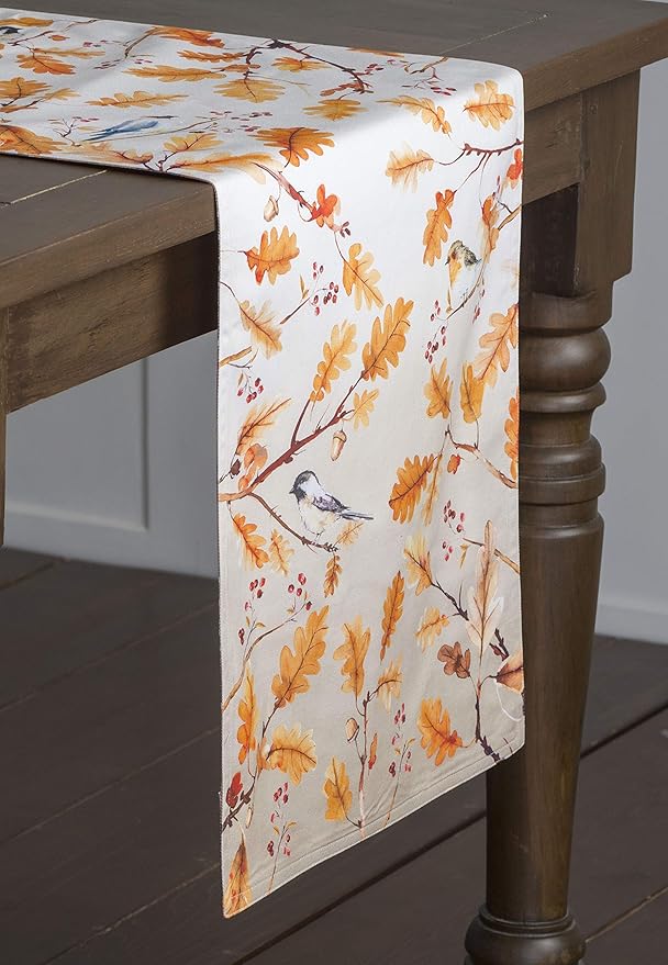 Maison d' Hermine Table Runner 100% Cotton Double Layer Table Runners 108 inches Long for Thanksgiving Christmas Decorations Home Kitchen Dining Party Wedding (Oak Leaves, 14.5" x 108")