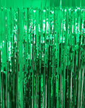 GOER 3.2 ft x 9.8 ft Metallic Tinsel Foil Fringe Curtains Party Photo Backdrop Party Streamers for St. Patrick's Day,Graduation,New Year Eve Decorations Christmas Wedding Decor (Green,5 Packs)
