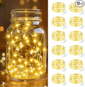 btfarm 12 Pack Fairy Lights Battery Operated, 7FT 20 LED Mini String Lights Waterproof Silver Wire for Mason Jars Centerpiece Table Crafts Bedroom Christmas Decoration, Warm White
