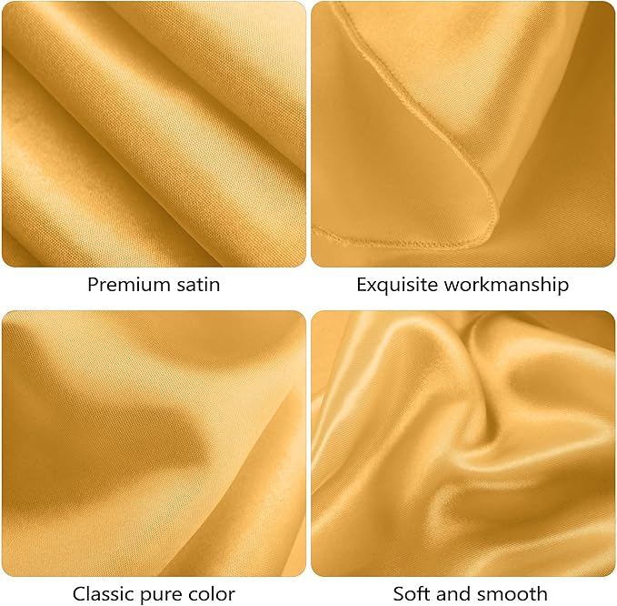 Ruisita 120 Inches Round Satin Tablecloths Gold Overlay Round Satin Table Cover Bright Silk Tablecloth Smooth Fabric Tablecloth for Wedding Banquet Table Decoration