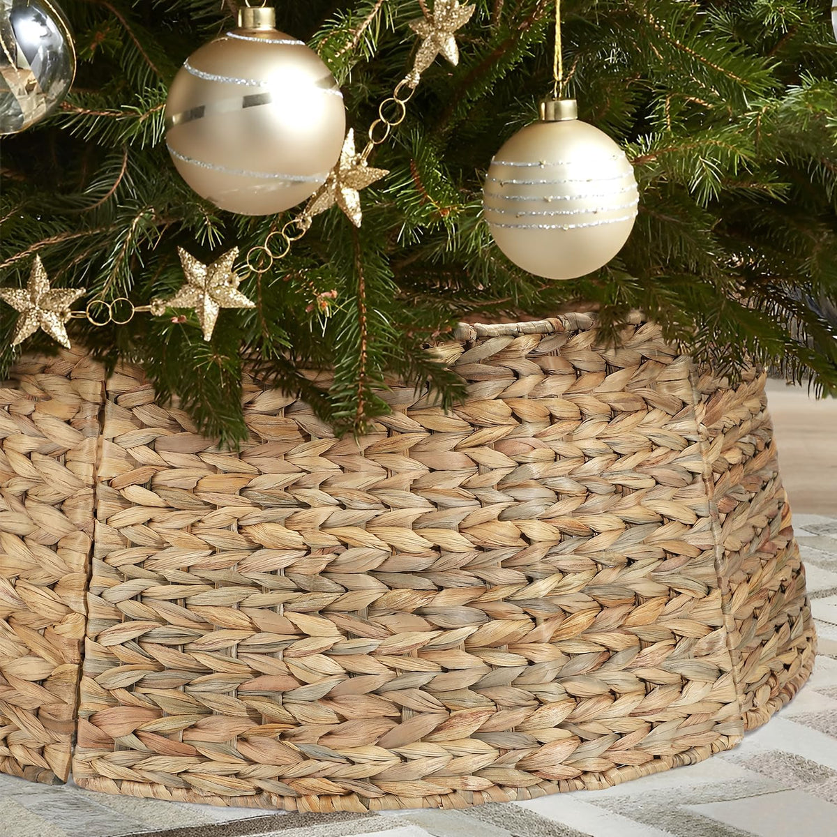 5-piece rattan christmas tree collar - 26" rustic, main product view