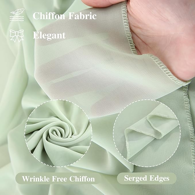 Wedding Arch Draping Fabric, 2 Panels 19FT Sage Green Arch Drapes Chiffon Fabric Drapery for Wedding Arch Decorations Ceremony Reception Party Ceiling Backdrop