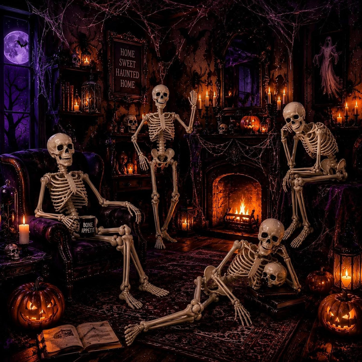 5.4 ft Posable Halloween Skeleton Decorations,Human Bones for Halloween Party...
