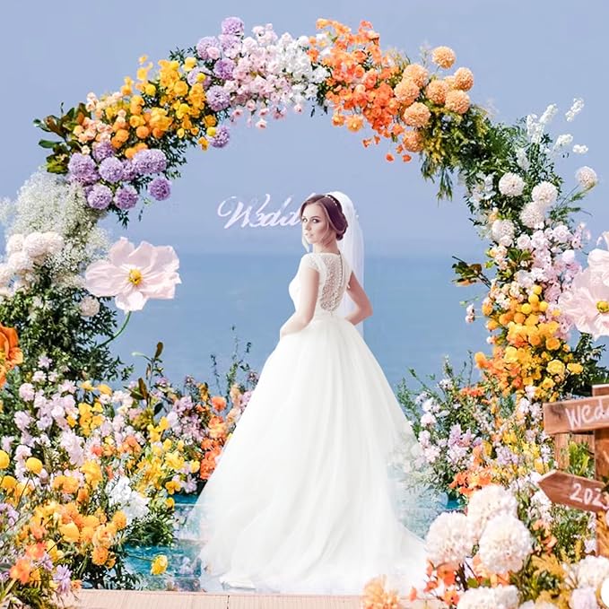 Wokceer Wedding Arch 8.5FT Round Backdrop Stand Metal Circle Balloon Arch Frame Stand for Wedding Ceremony Birthday Party Bridal Shower Anniversary Candy Tables Decoration