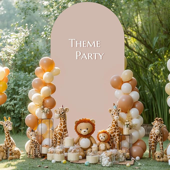 7.2FT Nude Arch Backdrop Cover - Spandex Fitted Wedding Arch Stand Covers Round Top Chiara Arch Backdrop Cover for Birthday Party Banquet Photo Background Decoration